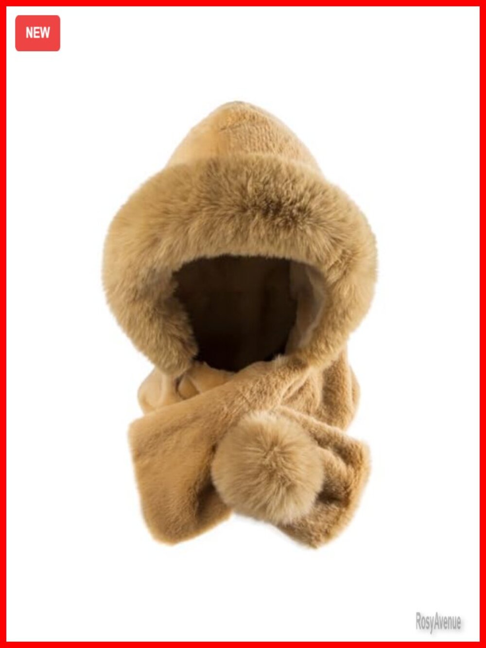 Faux Fur Hooded Scarf Hat Winter Slouchy Fleece Beanie Balaclava Earflap Trapper